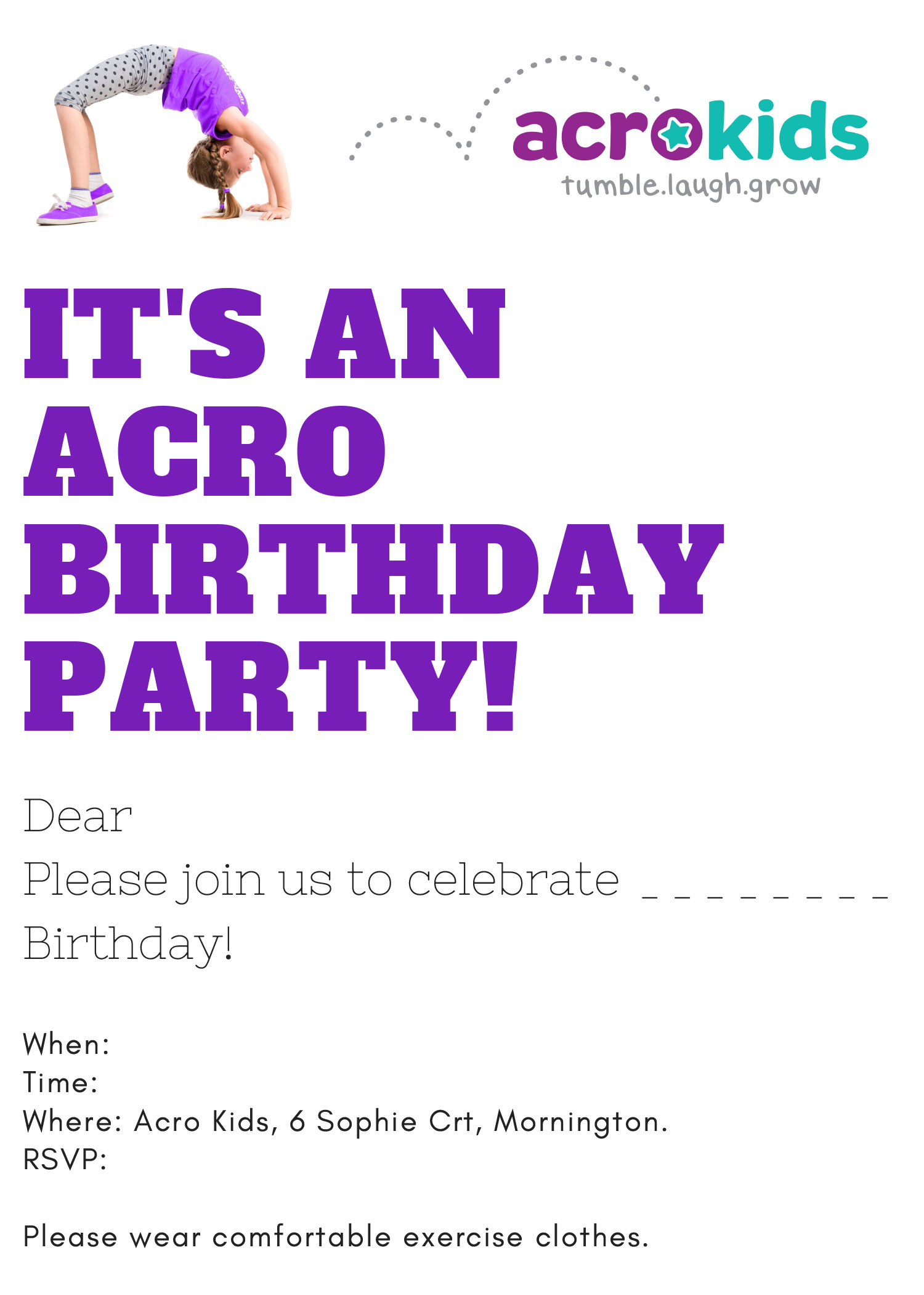 Kids Parties - Acro Kids